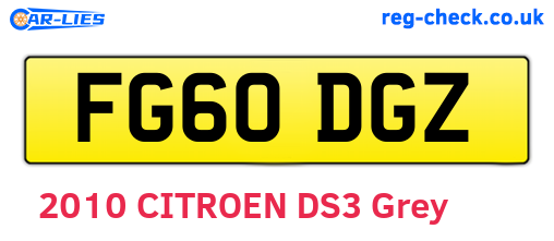 FG60DGZ are the vehicle registration plates.
