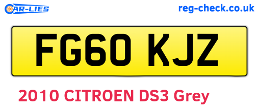 FG60KJZ are the vehicle registration plates.