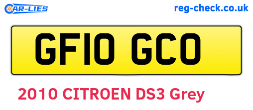 GF10GCO are the vehicle registration plates.