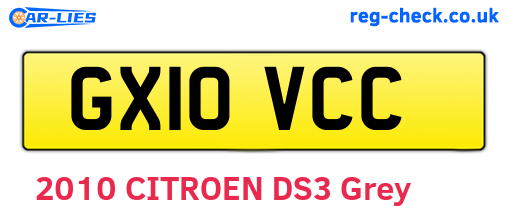GX10VCC are the vehicle registration plates.