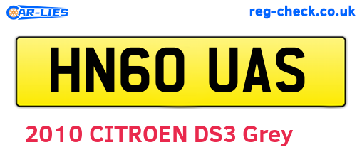 HN60UAS are the vehicle registration plates.