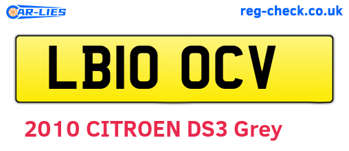 LB10OCV are the vehicle registration plates.