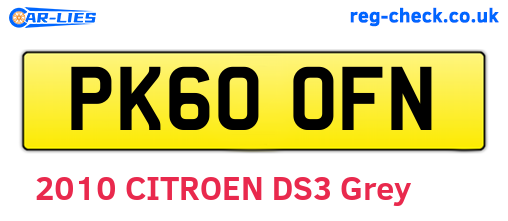 PK60OFN are the vehicle registration plates.