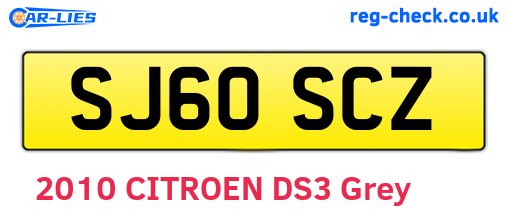 SJ60SCZ are the vehicle registration plates.
