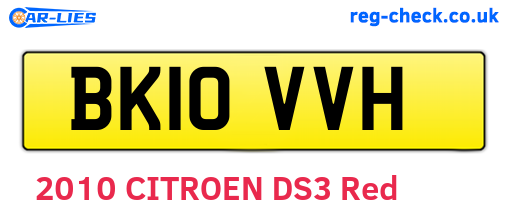 BK10VVH are the vehicle registration plates.