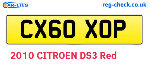 CX60XOP are the vehicle registration plates.