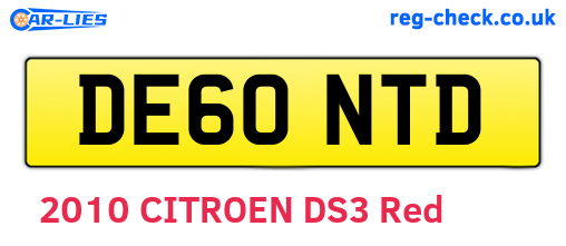 DE60NTD are the vehicle registration plates.