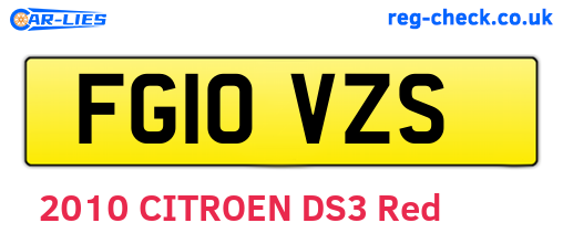 FG10VZS are the vehicle registration plates.