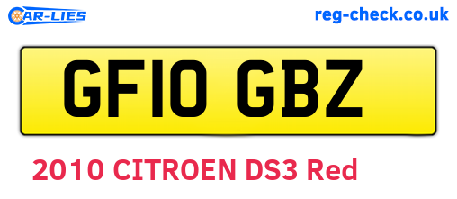 GF10GBZ are the vehicle registration plates.