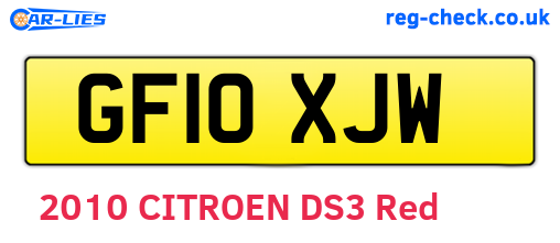 GF10XJW are the vehicle registration plates.