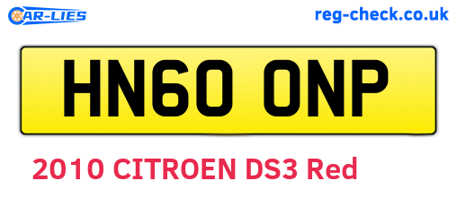 HN60ONP are the vehicle registration plates.