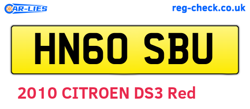 HN60SBU are the vehicle registration plates.