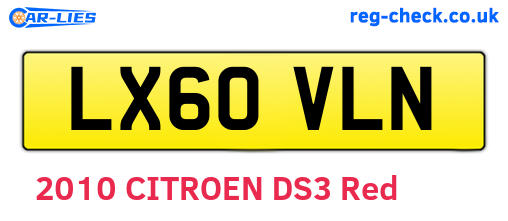 LX60VLN are the vehicle registration plates.