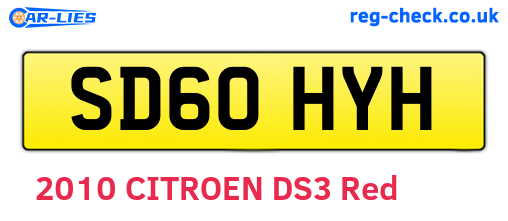 SD60HYH are the vehicle registration plates.