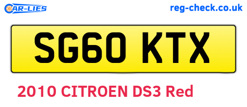 SG60KTX are the vehicle registration plates.
