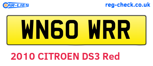 WN60WRR are the vehicle registration plates.