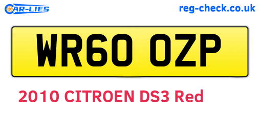 WR60OZP are the vehicle registration plates.
