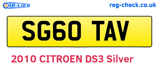 SG60TAV are the vehicle registration plates.