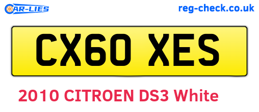 CX60XES are the vehicle registration plates.