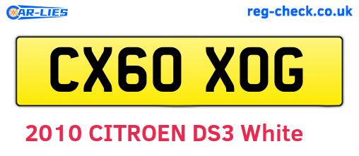 CX60XOG are the vehicle registration plates.