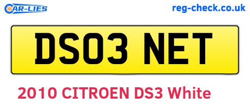 DS03NET are the vehicle registration plates.