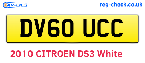 DV60UCC are the vehicle registration plates.