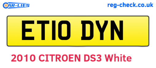 ET10DYN are the vehicle registration plates.