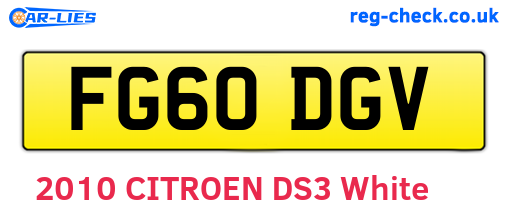 FG60DGV are the vehicle registration plates.
