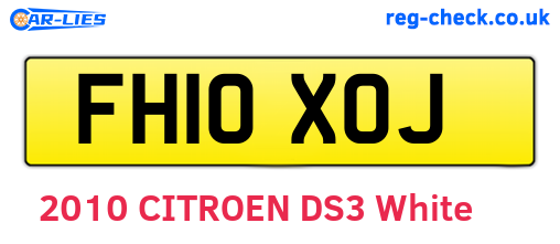 FH10XOJ are the vehicle registration plates.