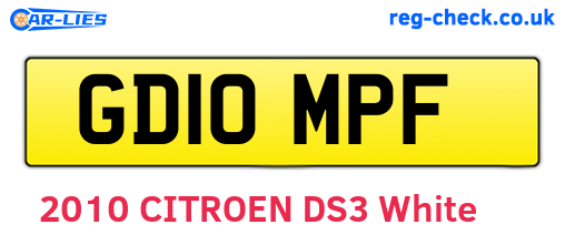 GD10MPF are the vehicle registration plates.