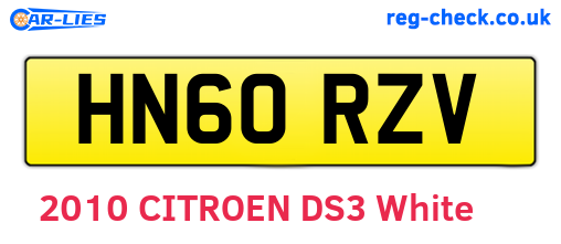 HN60RZV are the vehicle registration plates.