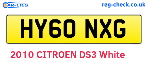 HY60NXG are the vehicle registration plates.