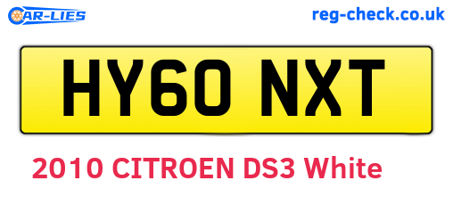 HY60NXT are the vehicle registration plates.