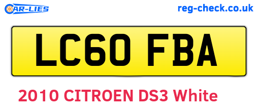 LC60FBA are the vehicle registration plates.