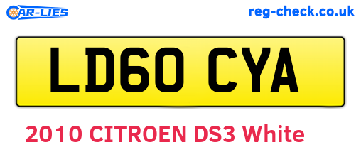 LD60CYA are the vehicle registration plates.