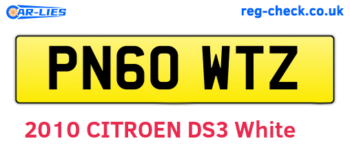 PN60WTZ are the vehicle registration plates.