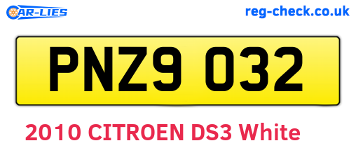 PNZ9032 are the vehicle registration plates.