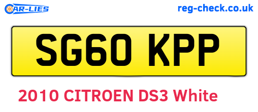 SG60KPP are the vehicle registration plates.