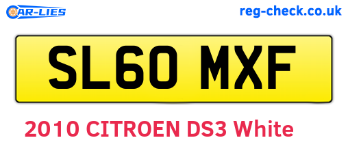 SL60MXF are the vehicle registration plates.