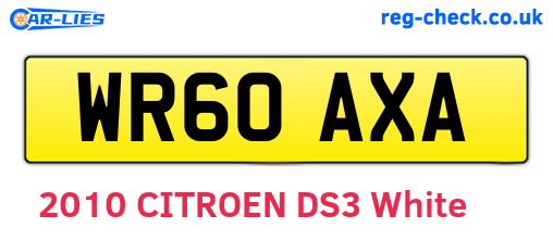 WR60AXA are the vehicle registration plates.