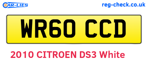 WR60CCD are the vehicle registration plates.