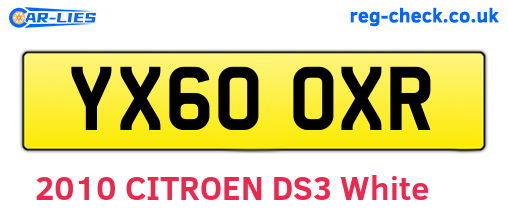 YX60OXR are the vehicle registration plates.