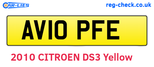 AV10PFE are the vehicle registration plates.