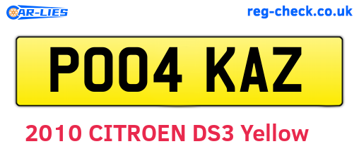 PO04KAZ are the vehicle registration plates.