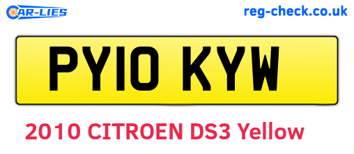 PY10KYW are the vehicle registration plates.
