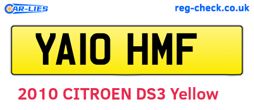 YA10HMF are the vehicle registration plates.