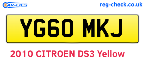 YG60MKJ are the vehicle registration plates.