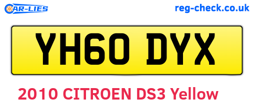 YH60DYX are the vehicle registration plates.