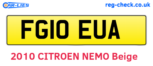 FG10EUA are the vehicle registration plates.