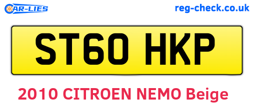 ST60HKP are the vehicle registration plates.